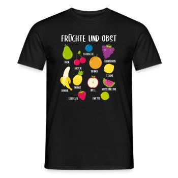 Früchte Und Obst Sammlung Mit Namen Geschenk - Männer T-Shirt - Schwarz - Vorne - AI Model Male 178 light (178cm)