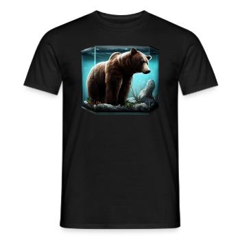 Ours dans l’aquarium - T-shirt homme - noir - Devant - AI Model Male 178 light (178cm)