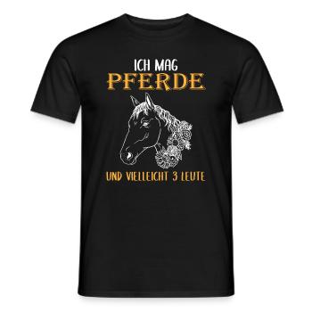 Ich mag Pferde und 3 Leute - Perfektes Geschenk - Männer T-Shirt - Schwarz - Vorne - AI Model Male 178 light (178cm)
