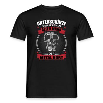 Alten Metal Mann Stolz Totenkopf Geschenk - Männer T-Shirt - Schwarz - Vorne - AI Model Male 178 light (178cm)