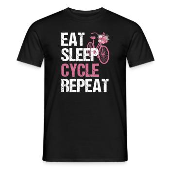 Eat Sleep Cycle Repeat - Bicycle Life Flowers - Men's T-Shirt - black - Front - AI Model Male 178 light (178cm)