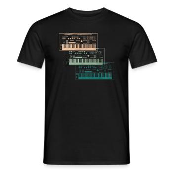Trio of Synthesizers Music Lover Gift - Men's T-Shirt - black - Front - AI Model Male 178 light (178cm)