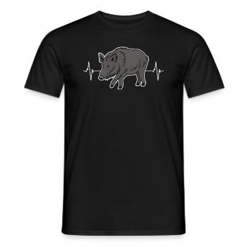 Wildschwein Herzschlag Naturverbundenes Geschenk - Männer T-Shirt - Schwarz - Vorne - AI Model Male 178 light (178cm)