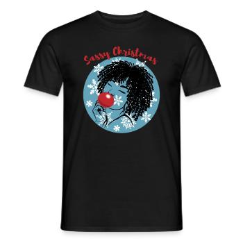 Sassy Christmas Afrolook Snowflakes - Men's T-Shirt - black - Front - AI Model Male 178 light (178cm)