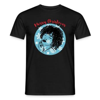 Sassy Christmas Afrolook Snowflakes - Men's T-Shirt - black - Front - AI Model Male 178 light (178cm)