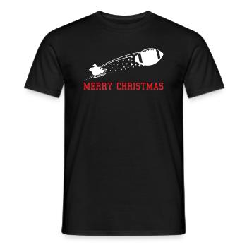 Joyeux Noël Football Train Traîneau - T-shirt homme - noir - Devant - AI Model Male 178 light (178cm)