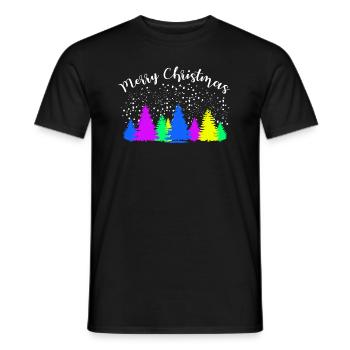 Merry Christmas Bunter Tannenwald - Männer T-Shirt - Schwarz - Vorne - AI Model Male 178 light (178cm)