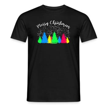 Merry Christmas Colorful Fir Forest - Men's T-Shirt - black - Front - AI Model Male 178 light (178cm)