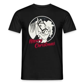 Horse Love Girl Merry Christmas - Men's T-Shirt - black - Front - AI Model Male 178 light (178cm)