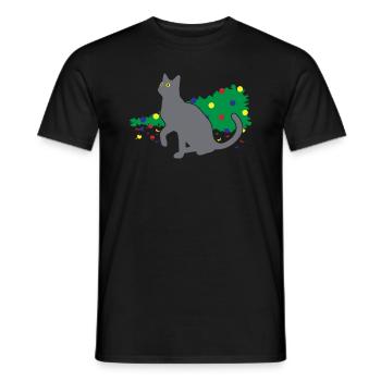 Chaos Katze Weihnachtsbaum Unfall Geschenk - Männer T-Shirt - Schwarz - Vorne - AI Model Male 178 light (178cm)