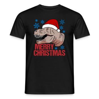 T-Rex Weihnachtsglück Urzeitlicher Festspaß - Männer T-Shirt - Schwarz - Vorne - AI Model Male 178 light (178cm)