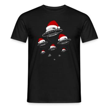 UFO Santa Hat Alien Holidays - Men's T-Shirt - black - Front - AI Model Male 178 light (178cm)
