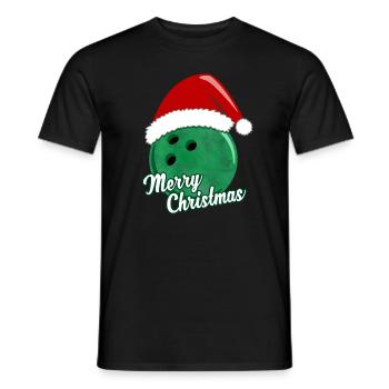 Merry Christmas Bowling Ball Green Gift - Men's T-Shirt - black - Front - AI Model Male 178 light (178cm)