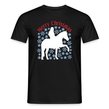 Christmas Girl Horse Snow Motif - Men's T-Shirt - black - Front - AI Model Male 178 light (178cm)