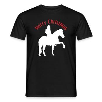 Weihnachtsfreude Mädchen und Pferd - Männer T-Shirt - Schwarz - Vorne - AI Model Male 178 light (178cm)