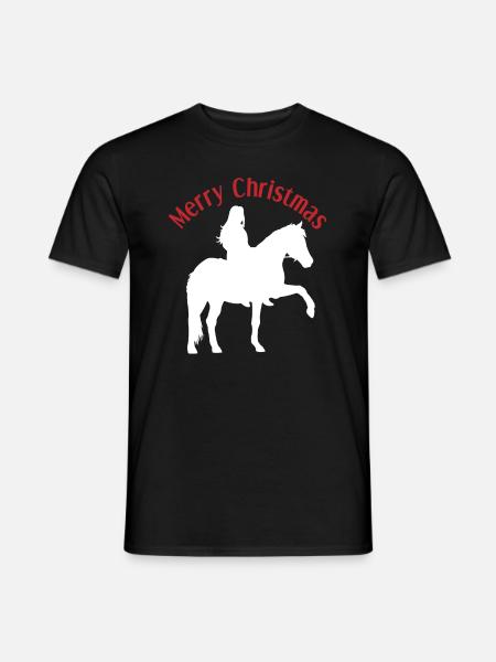 Weihnachtsfreude Mädchen und Pferd - Männer T-Shirt - Schwarz