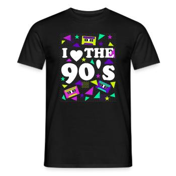 des années 90 amour violet rétro look - T-shirt homme - noir - Devant - AI Model Male 178 light (178cm)