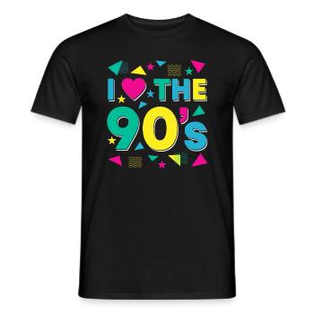Jaune 90 ' s rétro amour célébration fantaisie - T-shirt homme - noir - Devant - AI Model Male 178 light (178cm)