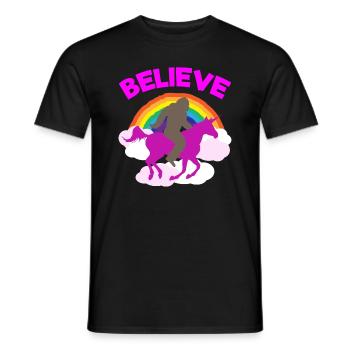 Believe in Magic Unicorn Bigfoot Mix - Men's T-Shirt - black - Front - AI Model Male 178 light (178cm)