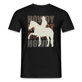 Howdy! Westernreiter Gruß und Spaß - Männer T-Shirt - Schwarz - Vorne - AI Model Male 178 light (178cm)