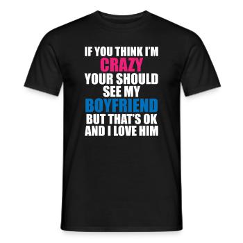 Crazy Friend - Humorous Motif - Men's T-Shirt - black - Front - AI Model Male 178 light (178cm)