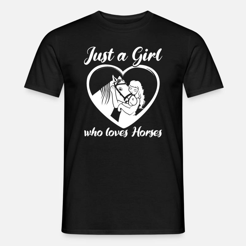 Mädchenherz Pferdeliebe - Männer T-Shirt - Schwarz