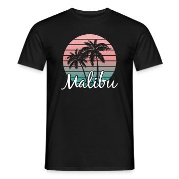 Neon Malibu Palm Tree Retro Style - Men's T-Shirt - black - Front - AI Model Male 178 light (178cm)