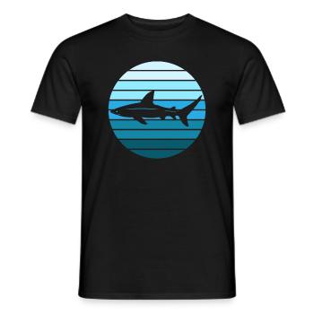 Requin Retro Sunset Surfer - T-shirt homme - noir - Devant - AI Model Male 178 light (178cm)