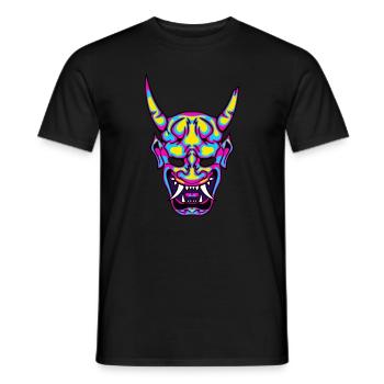 Neon Hannya Japanese Spirit Mysticism - Men's T-Shirt - black - Front - AI Model Male 178 light (178cm)