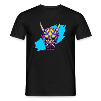 Hannya Neon Demon Cool Japan Art - Männer T-Shirt - Schwarz - Vorne - AI Model Male 178 light (178cm)