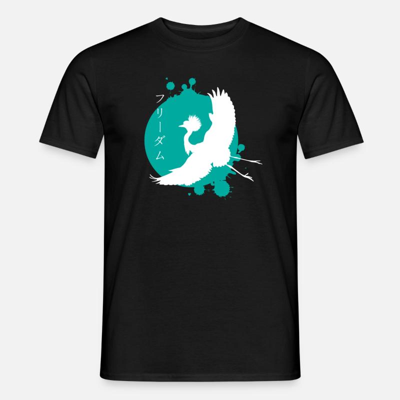 Kranich Dynamik & Schriftzeichen Kunst - Männer T-Shirt - Schwarz