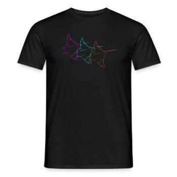 Trio Manta Rays Neon Contour - Men's T-Shirt - black - Front - AI Model Male 178 light (178cm)