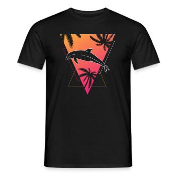 Rétro Dauphin Tropiques Dream Graphique - T-shirt homme - noir - Devant - AI Model Male 178 light (178cm)