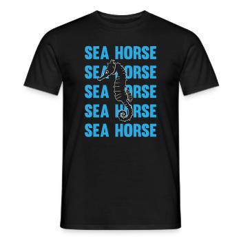 Hippocampe jeu d’écriture océan amour - T-shirt homme - noir - Devant - AI Model Male 178 light (178cm)
