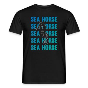 Hippocampe jeu d’écriture océan amour - T-shirt homme - noir - Devant - AI Model Male 178 light (178cm)