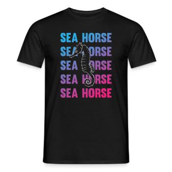 Hippocampe jeu d’écriture océan amour - T-shirt homme - noir - Devant - AI Model Male 178 light (178cm)
