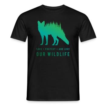 Preserve Foxes - Loves Our Wilderness - Men's T-Shirt - black - Front - AI Model Male 178 light (178cm)