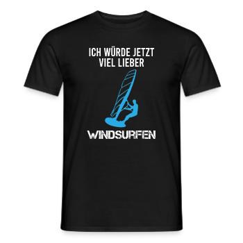 Lieber Windsurfen - Jetzt - Männer T-Shirt - Schwarz - Vorne - AI Model Male 178 light (178cm)