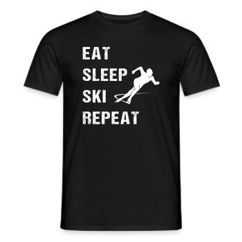 Ski-Lebensstil: Essen, Schlafen, Wiederholen - Männer T-Shirt - Schwarz - Vorne - AI Model Male 178 light (178cm)
