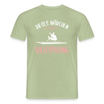Weitsprung-Liebe - Männer T-Shirt - Sage - Vorne - AI Model Male 178 light (178cm)