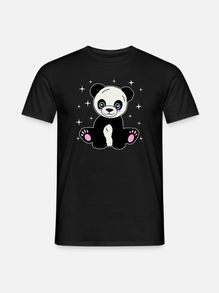 Cuddly panda under the stars - Men's T-Shirt - black