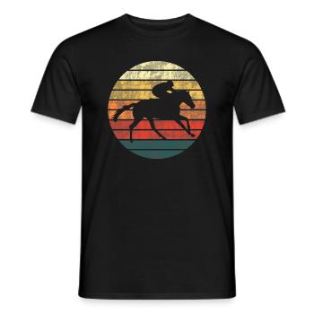 Course au coucher du soleil - Cheval et jockey - T-shirt homme - noir - Devant - AI Model Male 178 light (178cm)