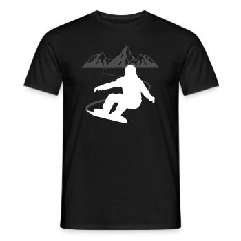 Snowboarder's panorama - pure summit atmosphere - Men's T-Shirt - black - Front - AI Model Male 178 light (178cm)