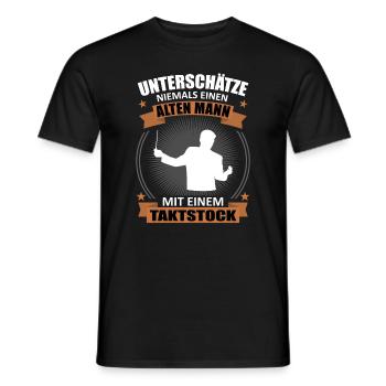Never Underestimate an Old Man - Baton - Men's T-Shirt - black - Front - AI Model Male 178 light (178cm)