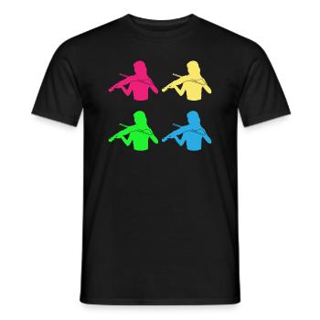 Colorful Violinists Ensemble Harmony - Men's T-Shirt - black - Front - AI Model Male 178 light (178cm)