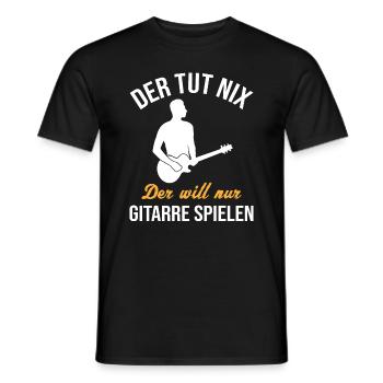 Quiet Guitar Player Gift Shirt - Men's T-Shirt - black - Front - AI Model Male 178 light (178cm)