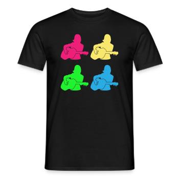 Colorful Female Guitarists Gift Ensemble - Men's T-Shirt - black - Front - AI Model Male 178 light (178cm)