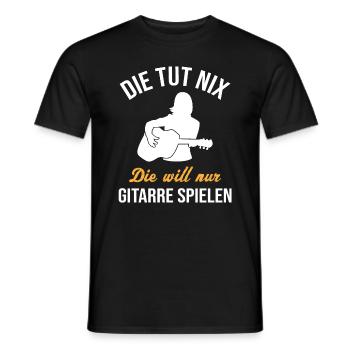 Sorglose Gitarristin - Musikgeschenk - Männer T-Shirt - Schwarz - Vorne - AI Model Male 178 light (178cm)