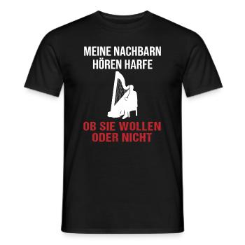Harp sound neighbors must listen - Men's T-Shirt - black - Front - AI Model Male 178 light (178cm)