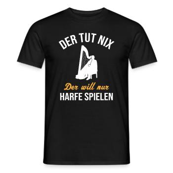 Harmless harp sound inspires musicians - Men's T-Shirt - black - Front - AI Model Male 178 light (178cm)